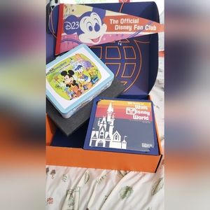 BUNDLE - Disney D23 (2023) metal retro lunchbox, record, and pendant